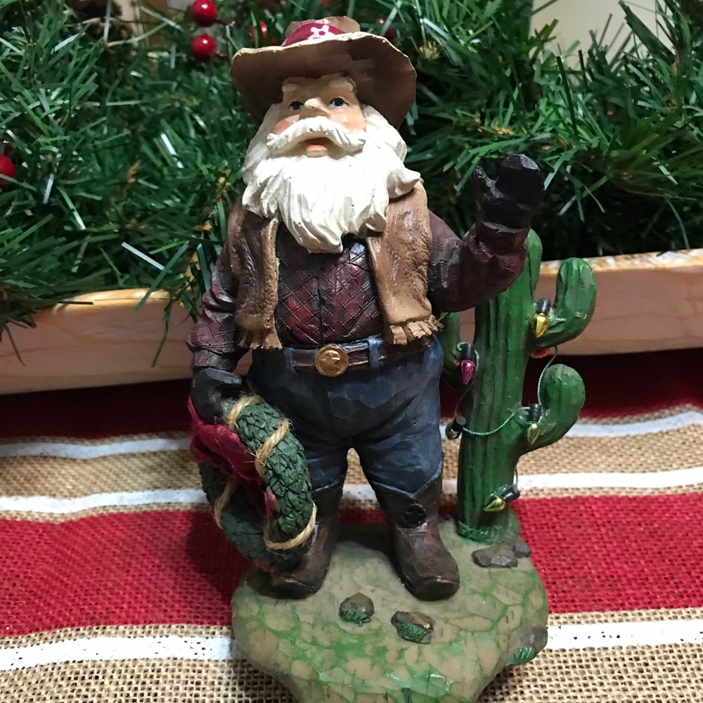 New. Cowboy Santa stocking holder
